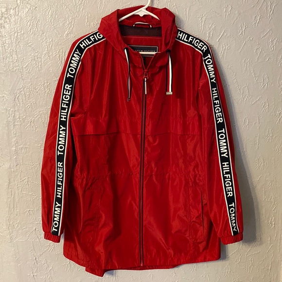 Tommy Hilfiger Jackets & Blazers - Tommy Hilfiger Women’s Red, Navy Blue & White Rain Jacket - M
